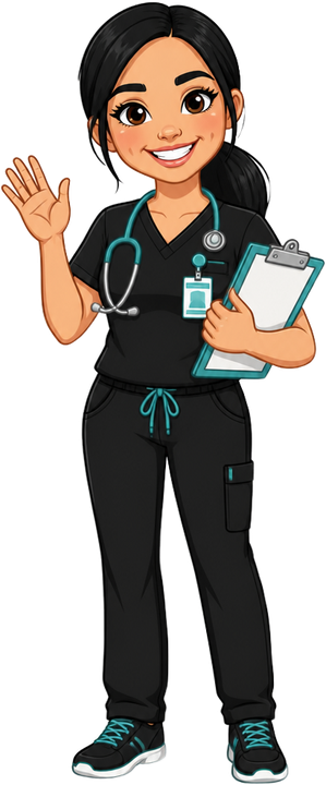 Nurse Tiffany holding a checklist clipboard